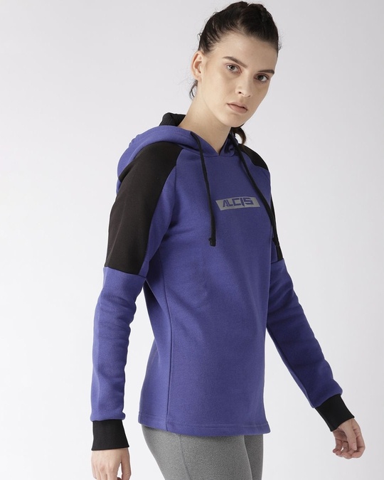 Shop Women Blue Printed Slim Fit Sweatshirt-Full