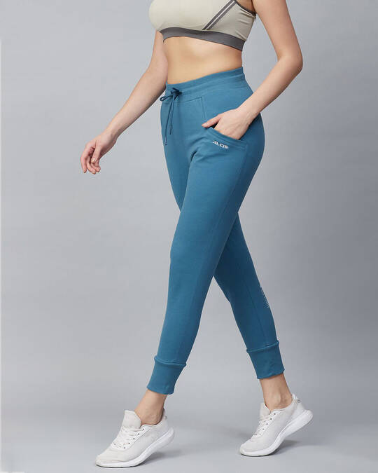 Shop Women Blue Solid Joggers-Design