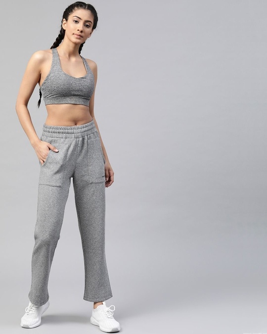 Shop Women Grey Melange Solid Track Pants
