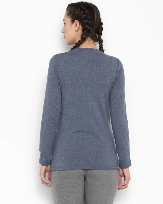Shop Women's Grey Self Design Slim Fit T-shirt-Back