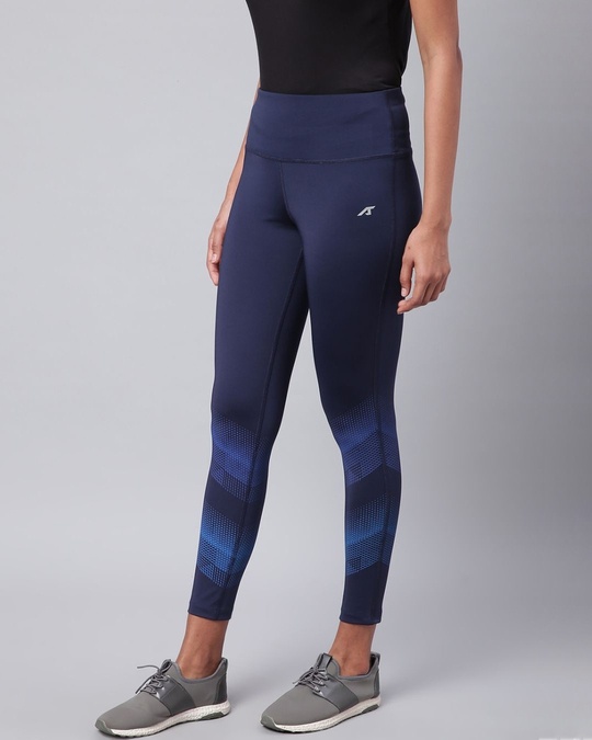 Shop Women Navy Blue Solid Secure Fit Cropped Training Tights-Design