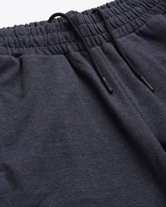 Shop Women Navy Blue Solid Slim Fit Track Pants With Melange Effect
