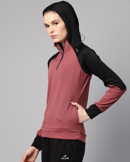 Shop Women Red Slim Fit Sweatshirt-Design