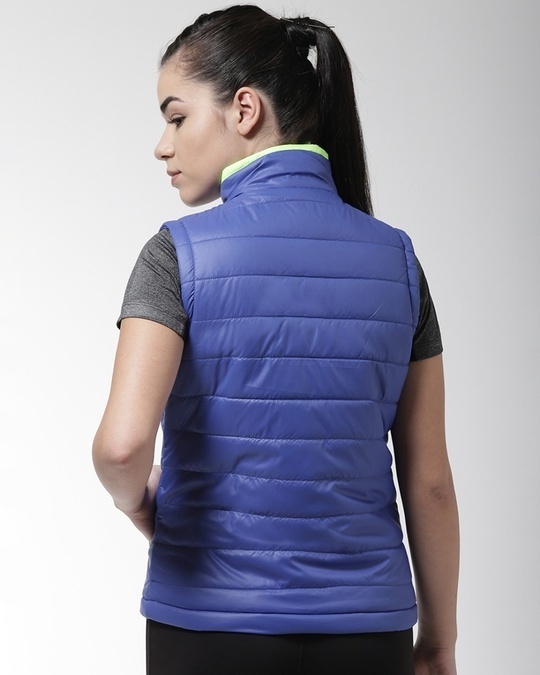 Shop Women's Blue Sleeveless Training Slim Fit Jacket-Design