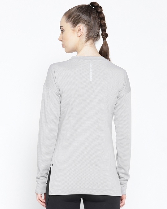 Shop Women's Grey Printed Round Neck Slim Fit Sweatshirt-Design