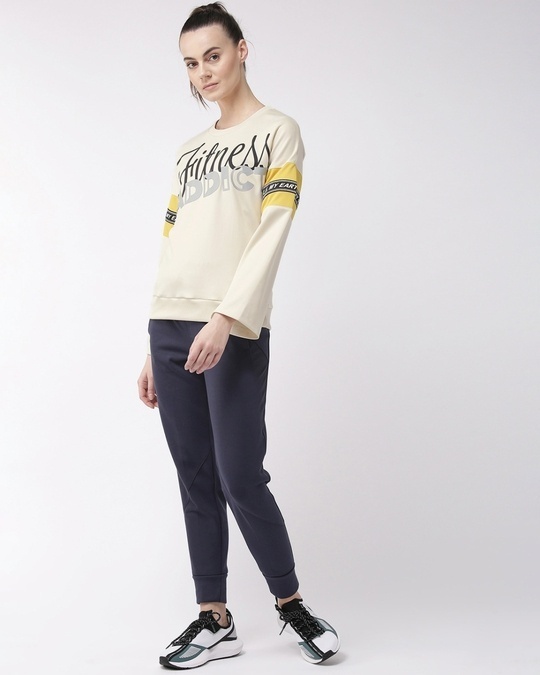 Shop Women's Navy Blue Lightweight Sporty Slim Fit Sweatshirt