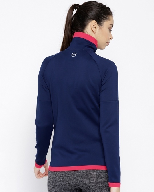 Shop Women's Navy Blue Sporty Slim Fit Jacket-Design