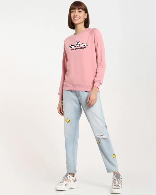 Shop Women's Printed Pink Short Sweatshirt-Full