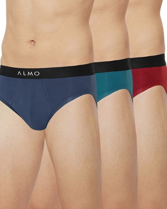 Shop Dario Solid Micro Modal Blue, Green And Red Men's Brief (Pack Of 3)-Front