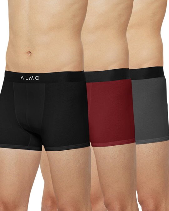 Shop Dario Solid Micro Modal Trunk (Pack Of 3)-Front
