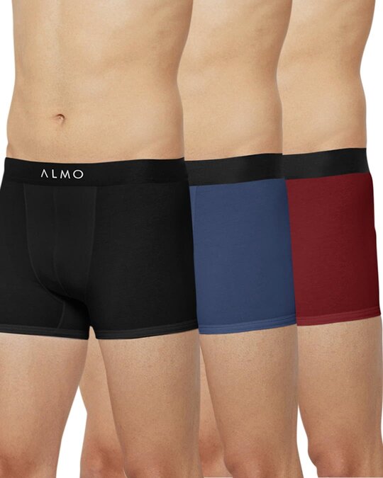 Shop Dario Solid Micro Modal Trunk (Pack Of 3)-Front
