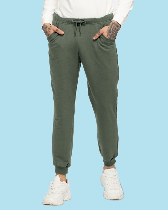Shop Alpha Green Casual Jogger Pants-Front