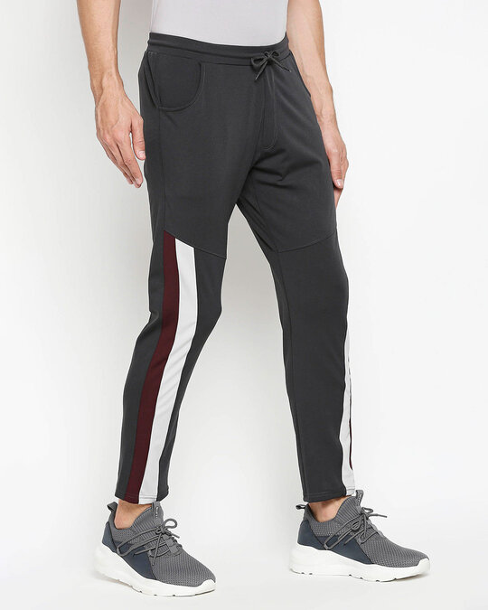Shop Men's Grey Colourblocked Regular Fit Trackpant-Design