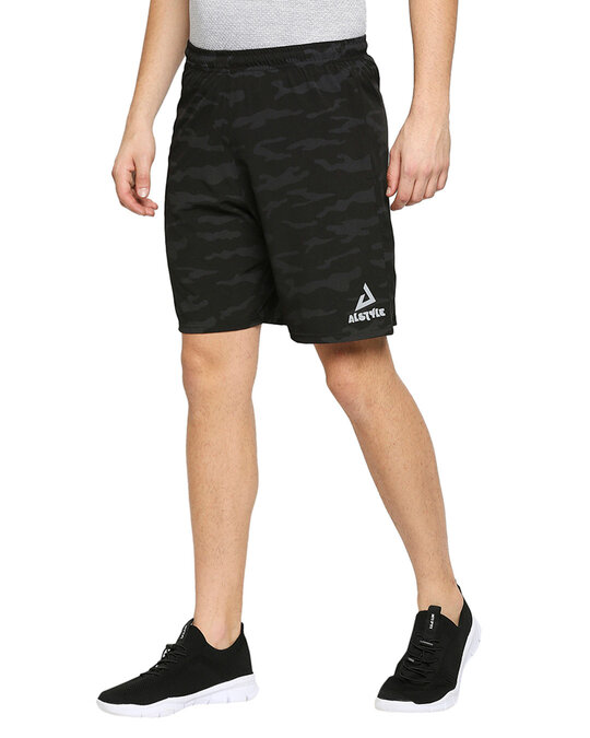 Shop Men's Black Printed Regular Shorts-Back