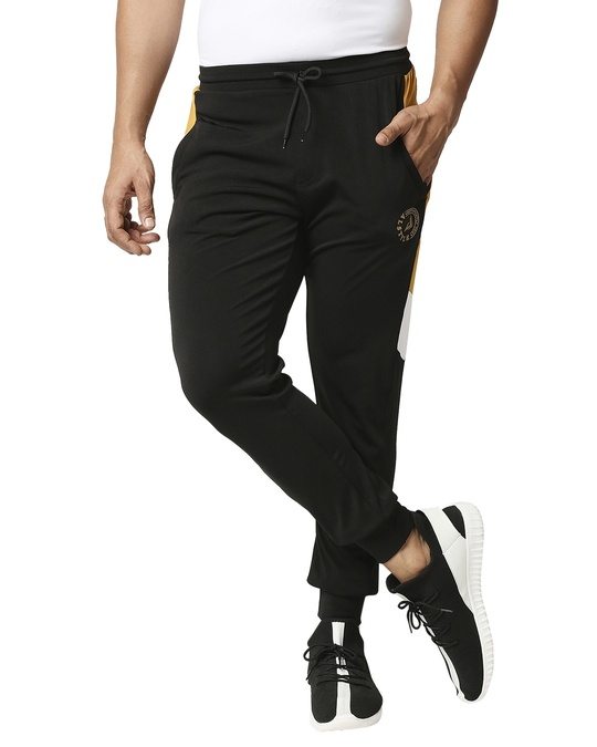 Shop Printed Men Black  Track Pants-Front