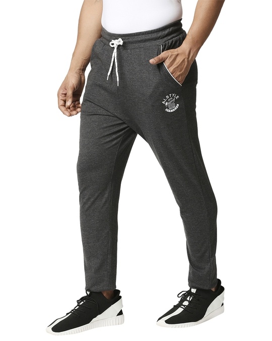 Shop Printed Men Dark Grey Track Pants-Full