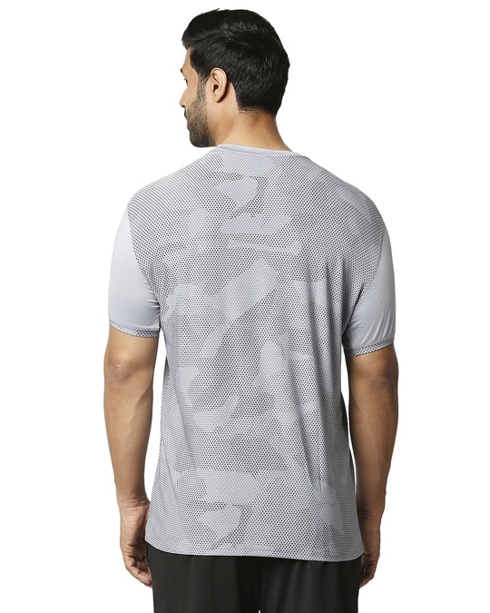 Shop Printed Men Round Neck Grey T Shirt-Back