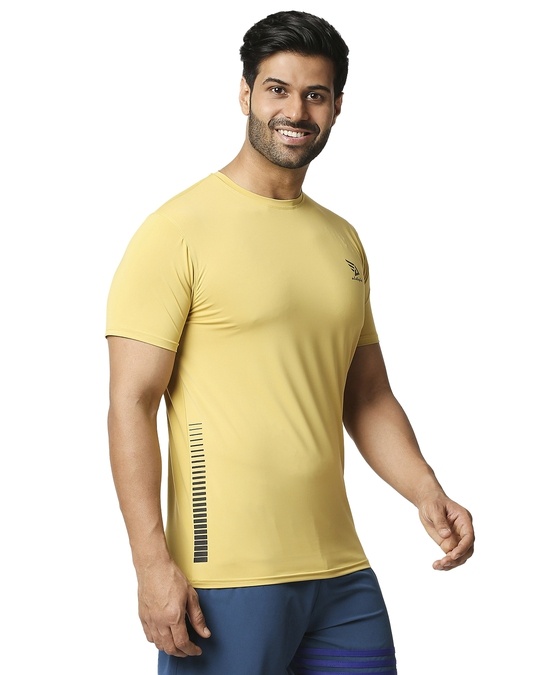 Shop Printed Men Round Neck Mustard T Shirt-Full
