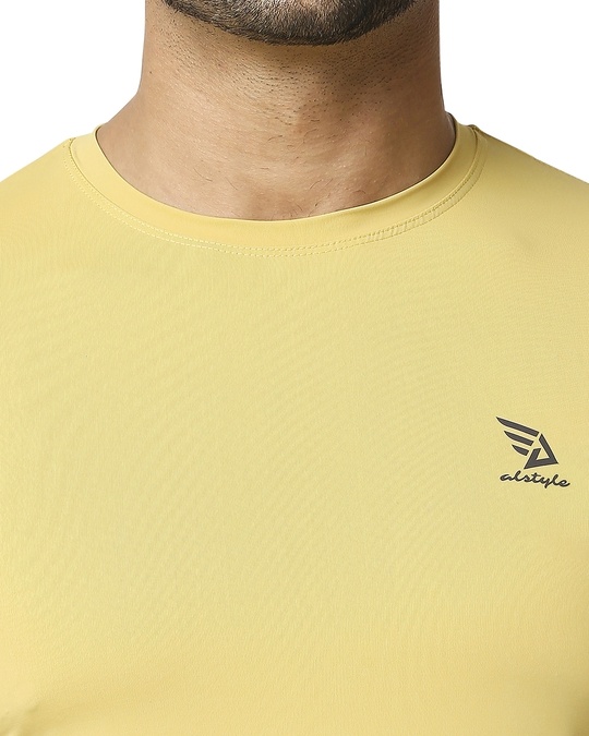 Shop Printed Men Round Neck Mustard T Shirt