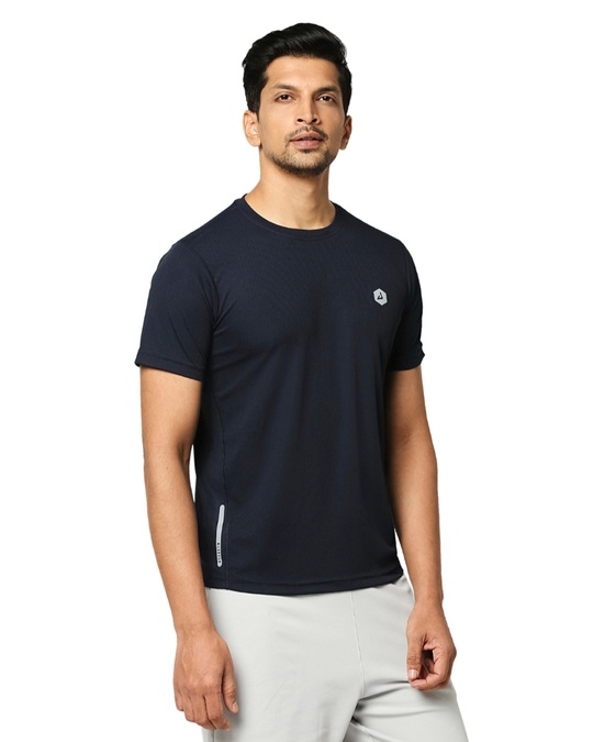 Shop Printed Men Round Neck Navy T Shirt-Full