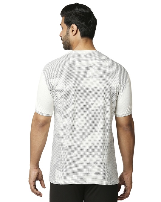 Shop Printed Men Round Neck Off White T Shirt-Back