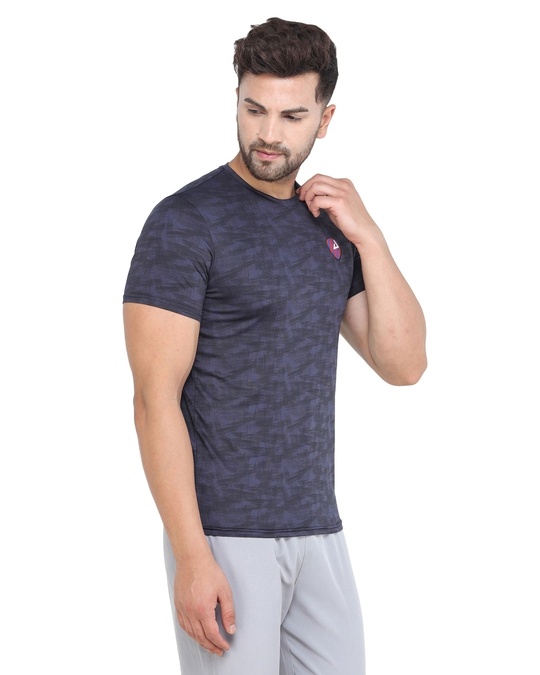 Shop Men's Grey Self Design T-shirt-Full