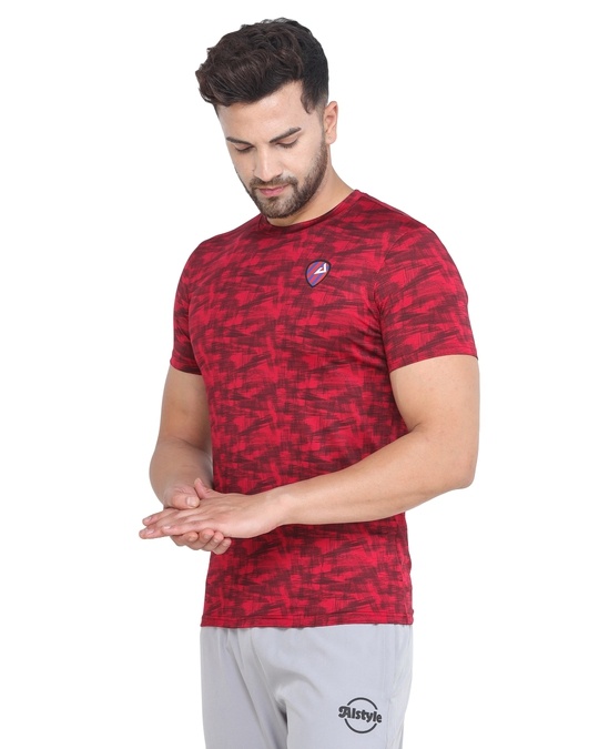 Shop Men's Red Self Design T-shirt-Design
