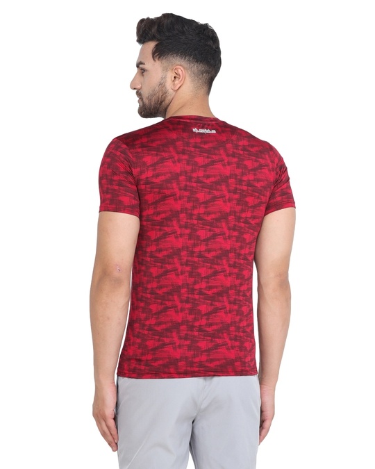 Shop Men's Red Self Design T-shirt-Back