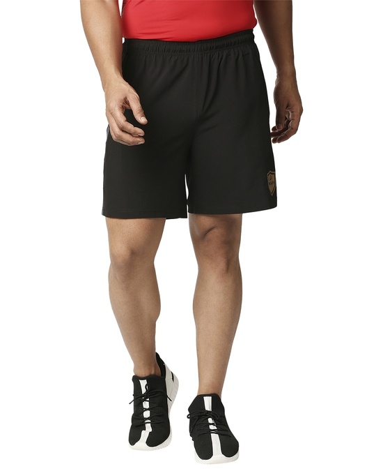 Shop Solid Men Black Regular Shorts-Front