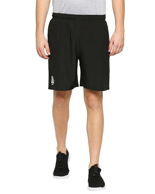 Shop Men's Black Solid Regular Shorts-Front