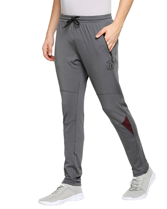 Shop Men's Grey Solid Regular Fit Trackpant-Back