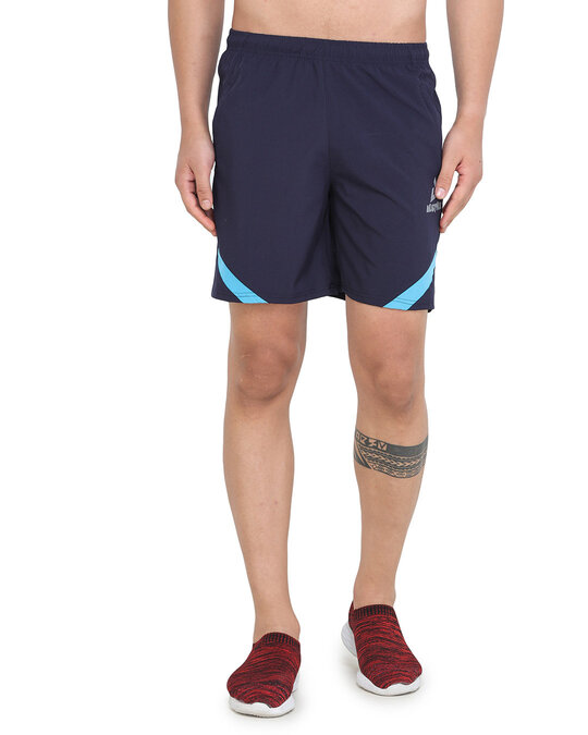 Shop Solid Men Dark Blue Basic Shorts-Front