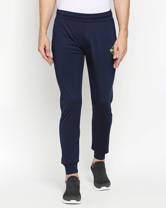 Shop Men's Blue Solid Regular Fit Trackpant-Front