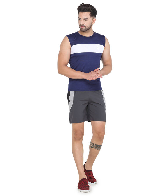Shop Solid Men Dark Grey Basic Shorts