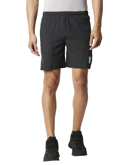 Shop Solid Men Dark Grey Regular Shorts-Front