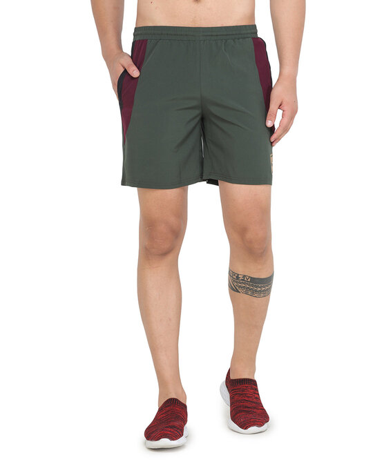 Shop Solid Men Green Basic Shorts-Front