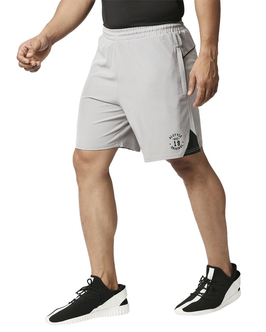 Shop Solid Men Light Grey Regular Shorts-Full