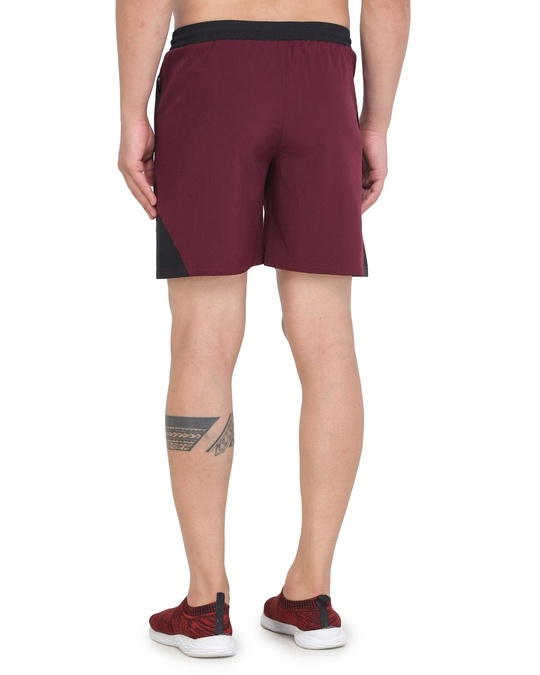 Shop Men's Maroon Basic Regular Fit Shorts-Back