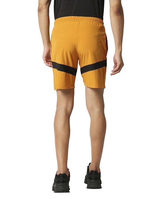 Shop Solid Men Mustard Regular Shorts-Back
