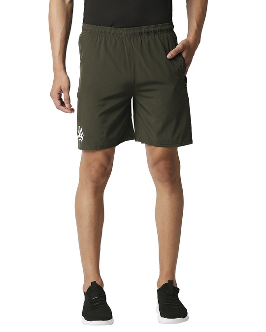 Shop Solid Men Olive Regular Shorts-Front