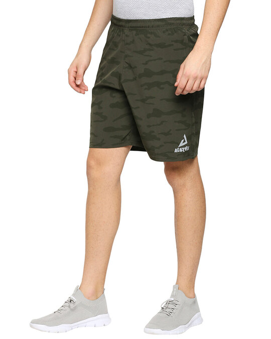 Shop Men's Olive Solid Regular Shorts-Back