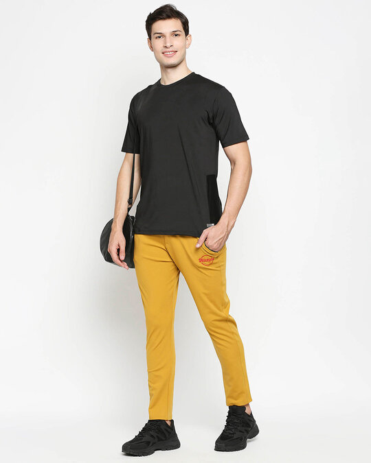 Shop Men's Yellow Solid Regular Fit Trackpant
