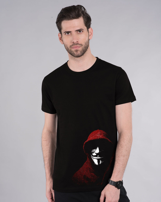 Anonymous Mask Printed Half Sleeve T Shirt For Men Anonymous Mask Printed Half Sleeve T Shirt For Men