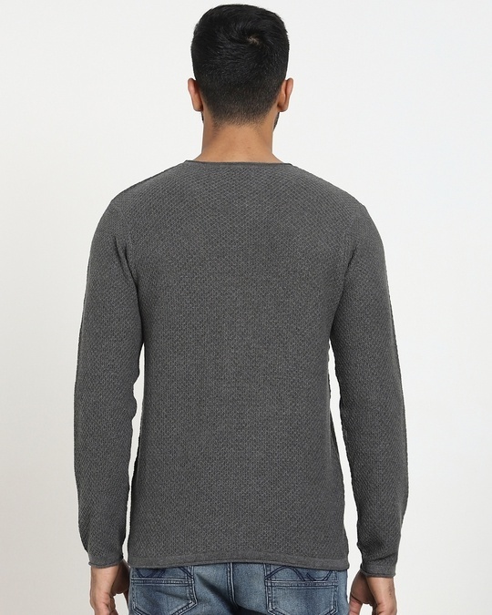 Shop Anthra Melange Solid Flat Knits Sweater-Design