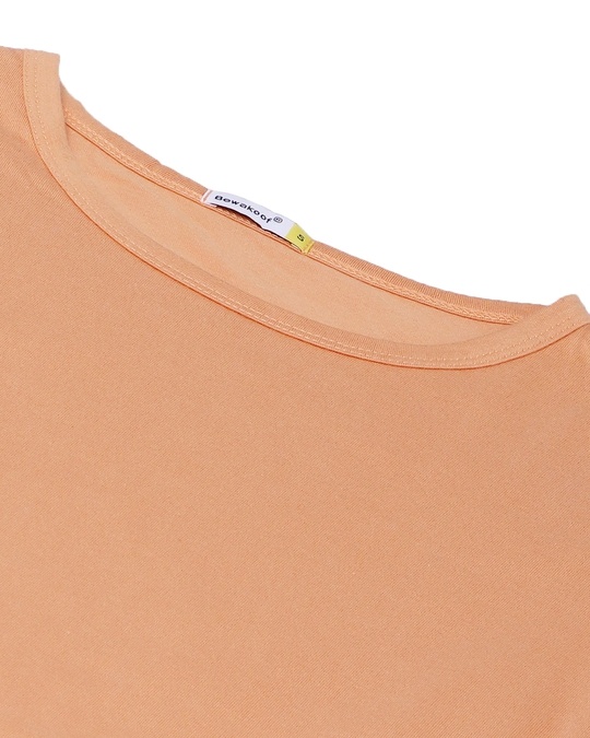 Shop Apricot Orange Round Neck 3/4th Sleeve T-Shirt