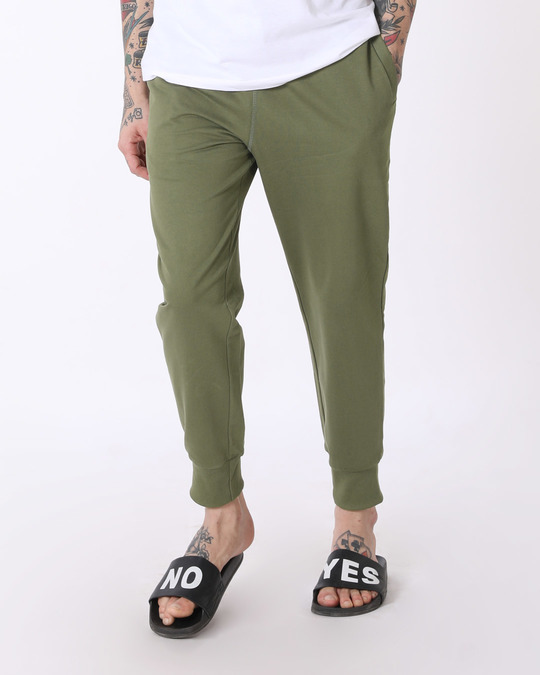 green silk joggers