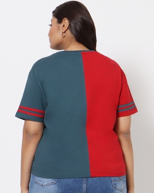 Shop Women's Plus Size Color Block T-shirt-Design