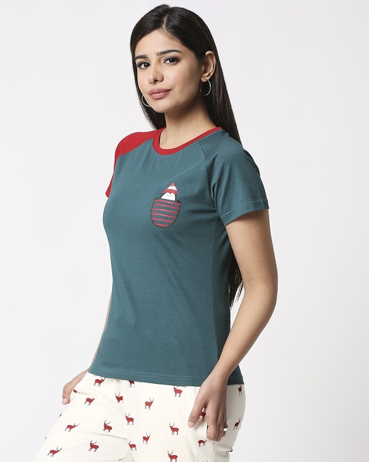 Shop Women Color Block Raglan Half Sleeve T-shirt-Design