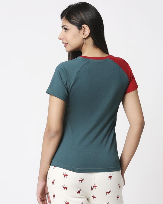 Shop Women Color Block Raglan Half Sleeve T-shirt-Full