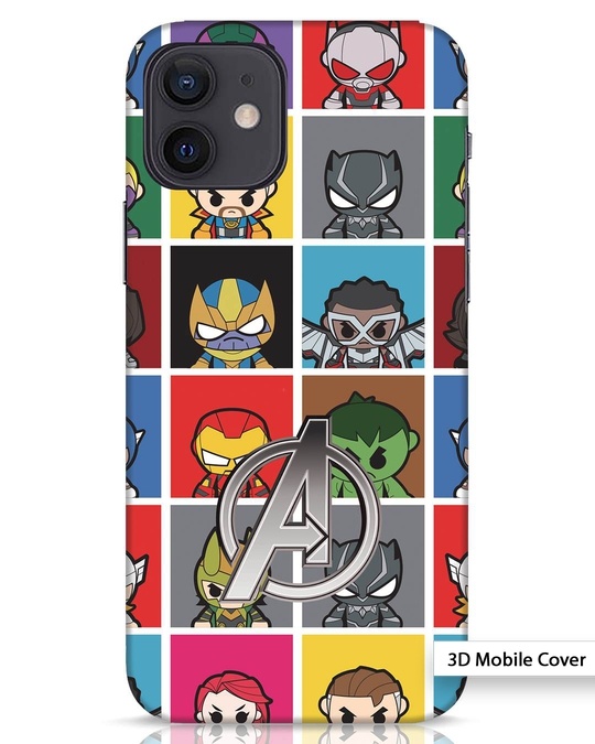 Shop Avengers Chibi iPhone 12 3D Mobile Cover-Front